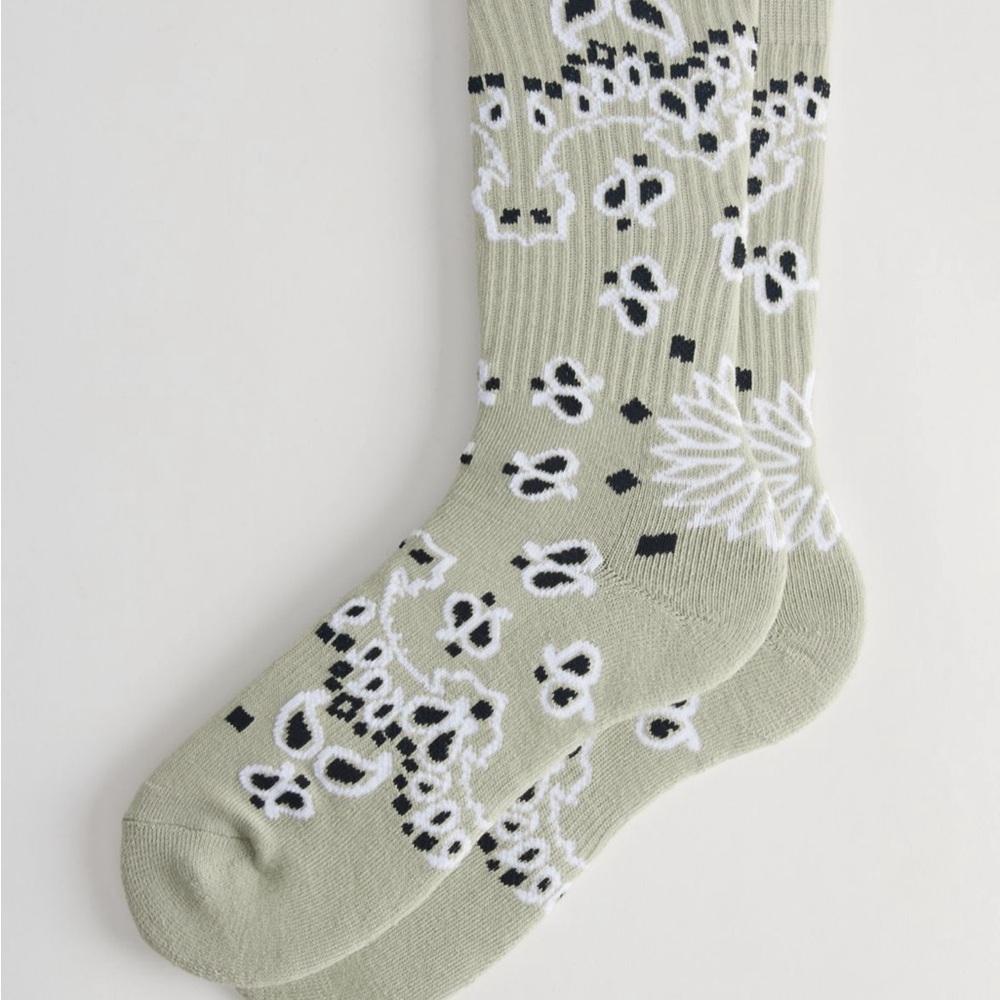 Paisley Bandana Pattern Ribbed Crew Sock - 5 quantity